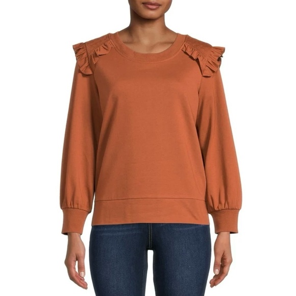 Time and Tru Women's Quilted Ruffle Sweatshirt Size XXL - Picture 1 of 7